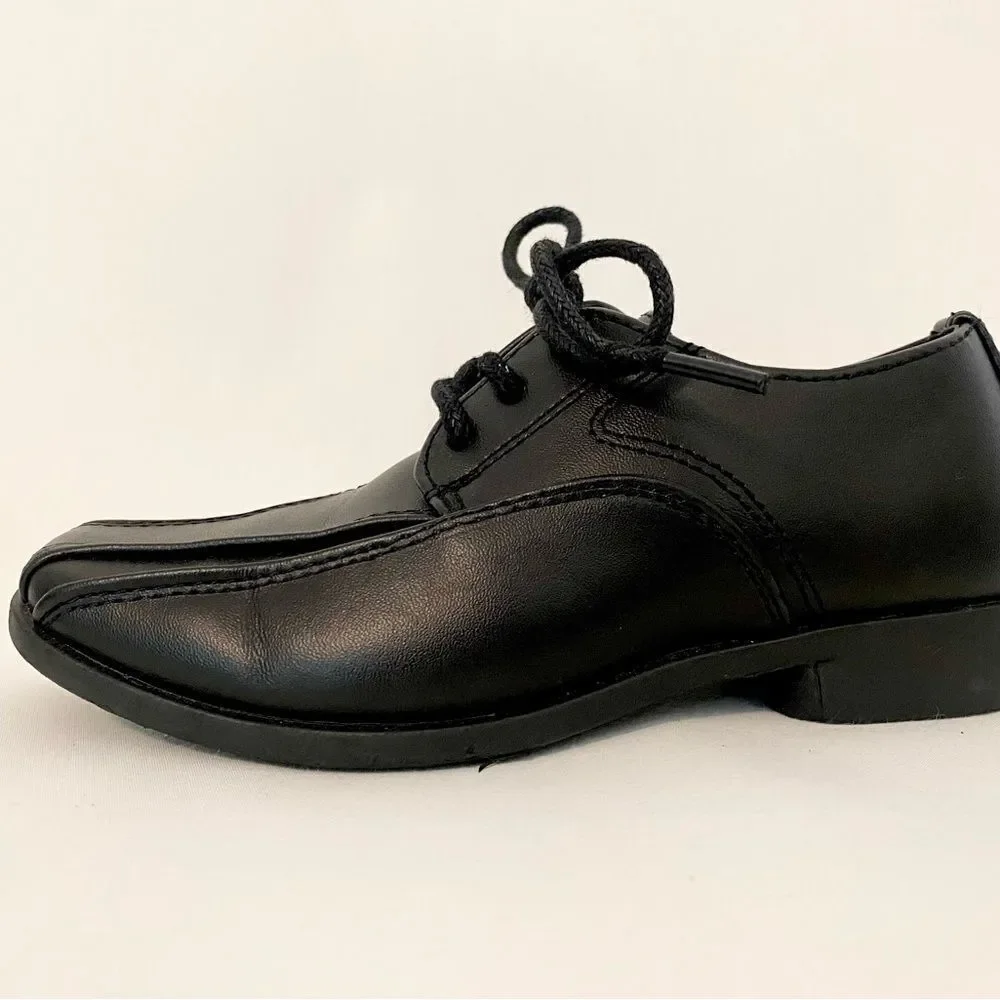 Toddler Boys Black Leather Dress Shoes